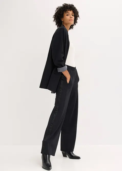 Schlupfhose aus Punto di Roma mit Glitzersteinchen, bonprix