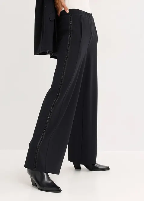 Schlupfhose aus Punto di Roma mit Glitzersteinchen, bonprix