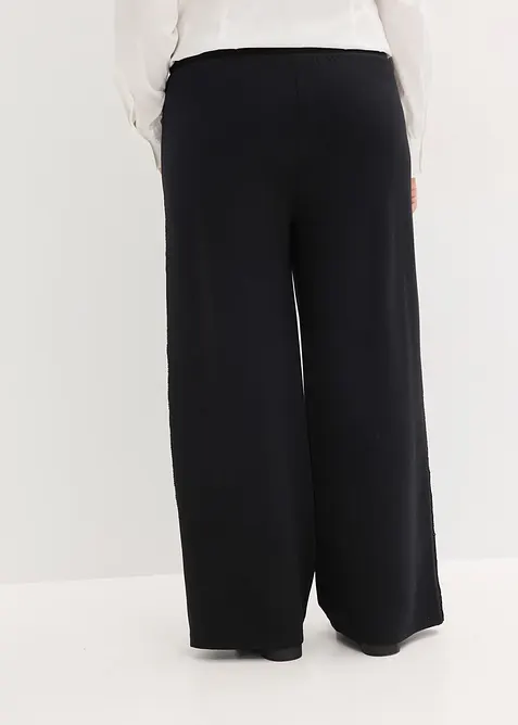 Pantalon en Punto di Roma avec taille élastiquée et strass, bonprix