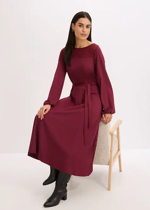 Robe en Punto di Roma avec dentelle, bonprix