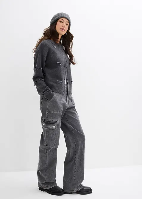 Feinstrickjacke mit Schleifen, bonprix