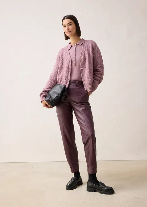 Ajour-Strickjacke mit Wolle, bonprix