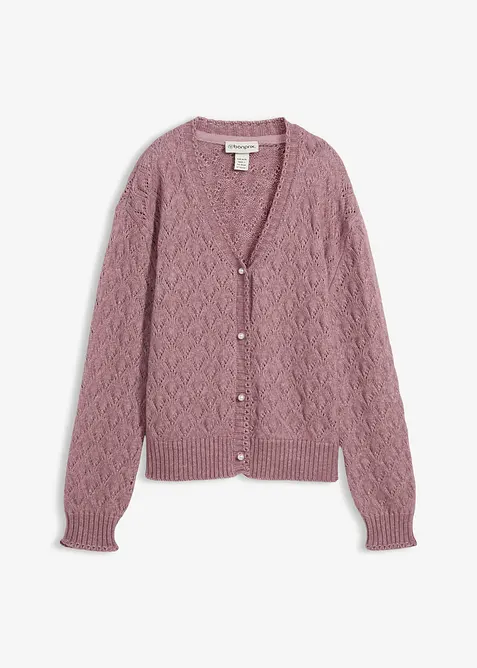 Ajour-Strickjacke mit Wolle, bonprix