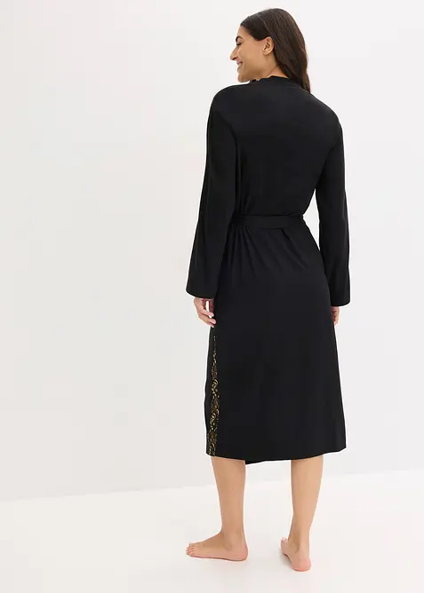 Kimono Morgenmantel mit zarter Glitzerspitze, bonprix