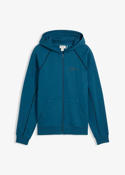 Sweatjacke mit Kontrastdetails aus reiner Baumwolle, bonprix