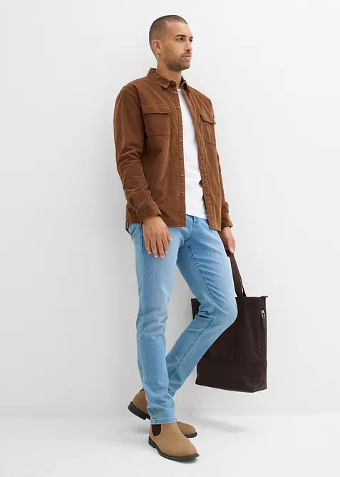 Chemise en velours côtelé extensible avec doublure polaire, bonprix