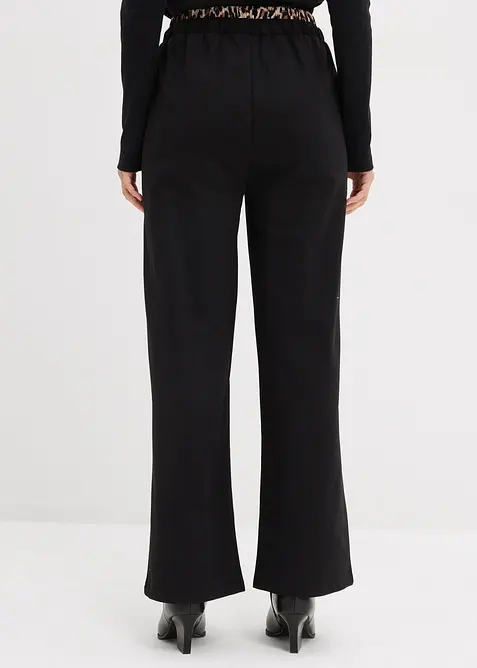 Pantalon large en sweat à ceinture contrastante, bonprix