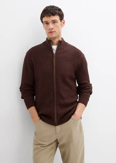 Gerippte Strickjacke aus Baumwoll-Mix, bonprix