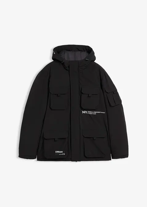 Veste rembourrée avec capuche et nombreuses poches, bonprix