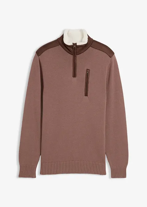 Grobstrick Troyer mit Web-Besatz, bonprix