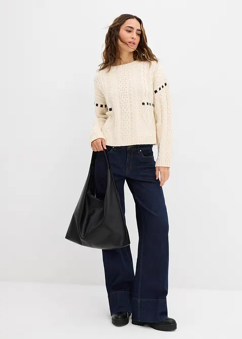 Grobstrick-Pullover mit Zopfmuster, bonprix