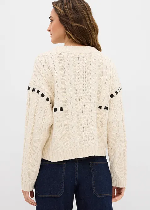 Grobstrick-Pullover mit Zopfmuster, bonprix