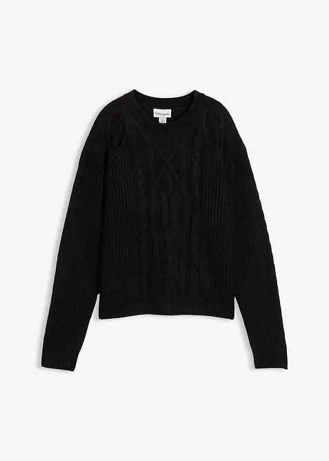 Grobstrick-Pullover mit Zopfmuster, bonprix