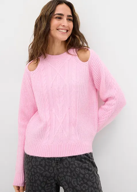 Pull en grosse maille à motif torsadé, bonprix