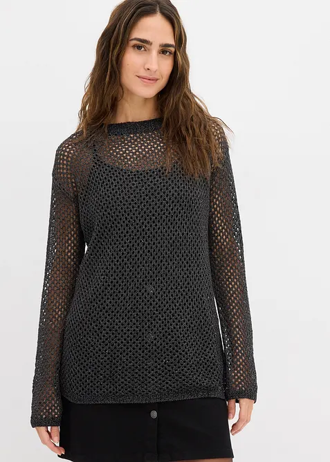 Pull ajouré avec fil lurex, bonprix