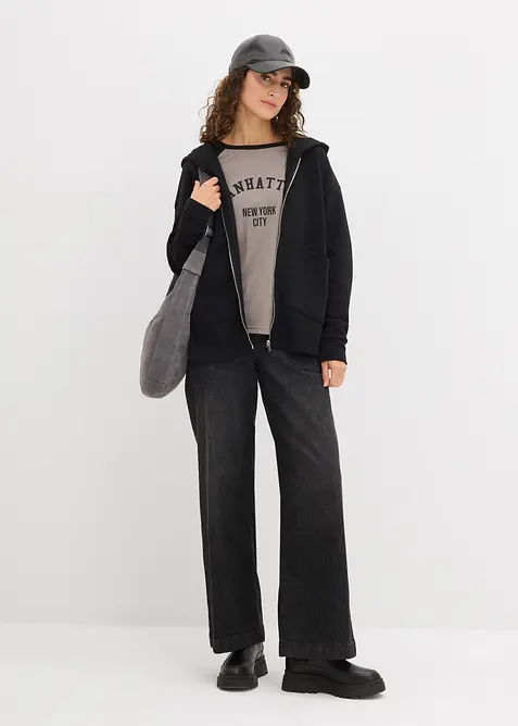Sweat zipp&eacute; oversize, bonprix