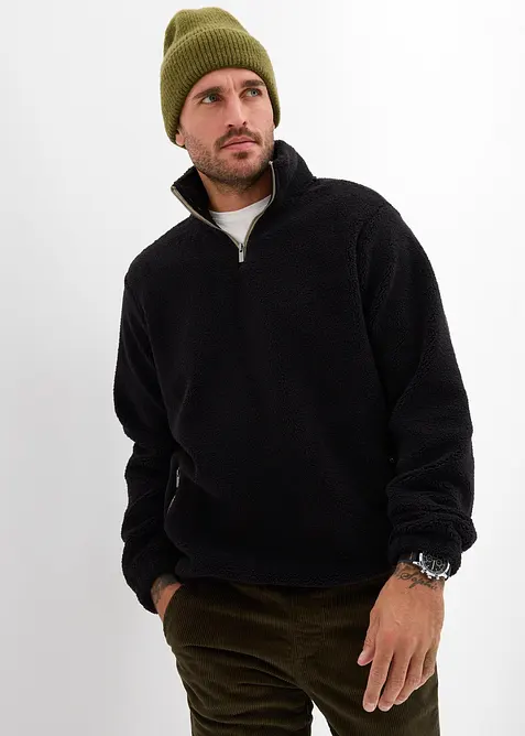 Teddy-Fleecepullover mit praktischen Reißverschlusstaschen, bonprix