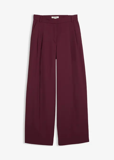 Pantalon à pinces, taille élastiquée et fente, bonprix