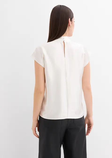 Blouse sans manches en satin, col légèrement montant, bonprix