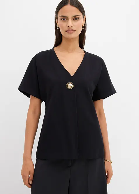 Bequeme Weste mit Zierknopf aus Punto di Roma, bonprix