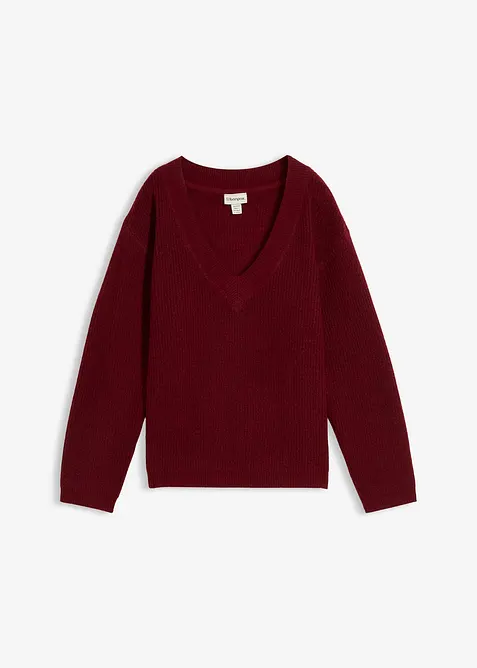Pull en maille avec col V, bonprix