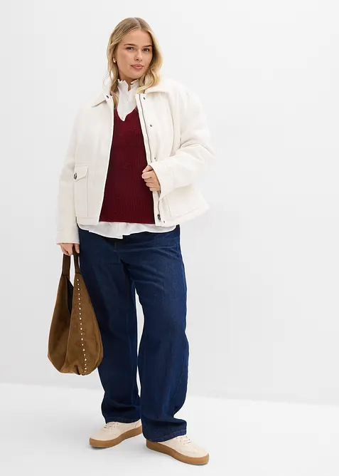 Strickpullover mit tiefem V-Ausschnitt, bonprix