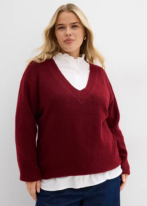 Strickpullover mit tiefem V-Ausschnitt, bonprix