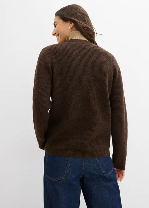 Pull en maille avec col V, bonprix
