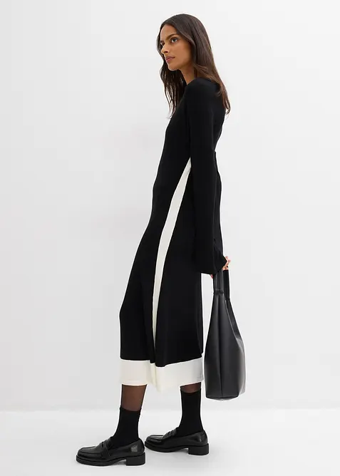 Strickkleid aus Viskose-Mix mit Kontrastdetails, bonprix