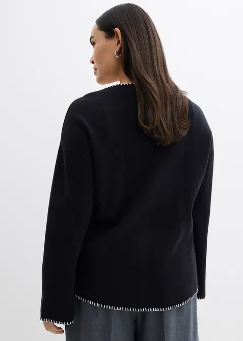 Strickjacke aus Wollmix mit Kontrastdetails, bonprix