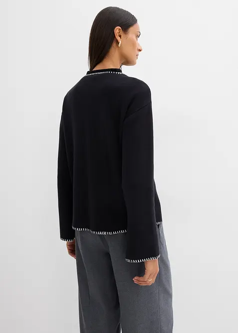 Strickjacke aus Wollmix mit Kontrastdetails, bonprix