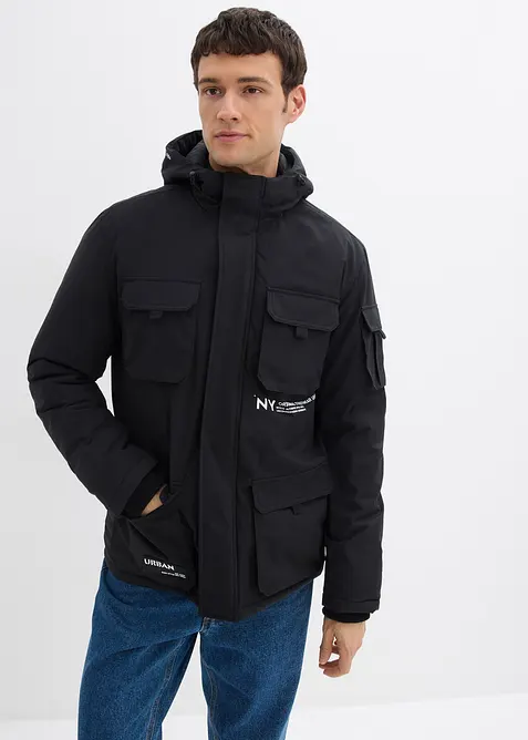 Veste rembourrée avec capuche et nombreuses poches, bonprix