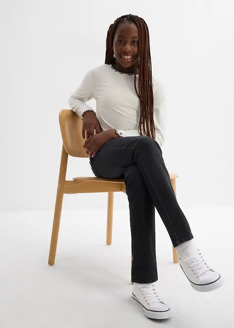 Lot de 2 T-shirts manches longues en coton extensible, bonprix