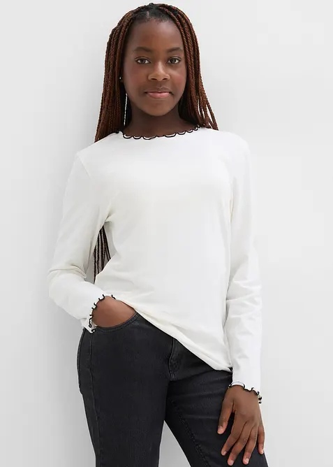 Lot de 2 T-shirts manches longues en coton extensible, bonprix