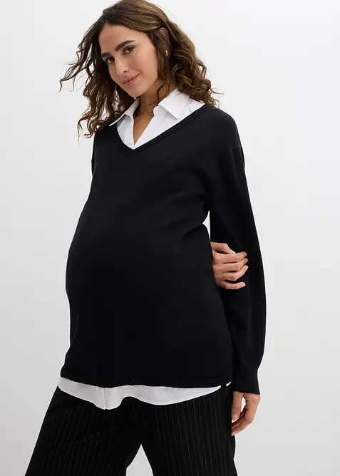 Ensemble de grossesse et d’allaitement avec pull et blouse sans manches, bonprix
