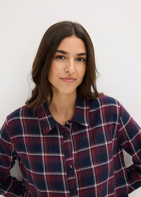 Gewebtes Nachthemd aus  Flanell mit Knopfleiste, bonprix