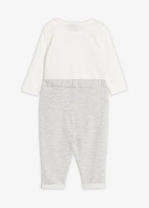 Ensemble festif en coton avec body et veston intégré, pantalon et nœud papillon (ens. 3 pces), bonprix