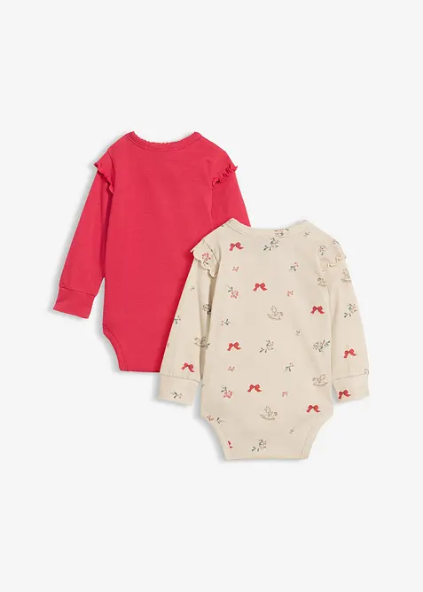 Lot de 2 bodys de Noël 100% coton, bonprix