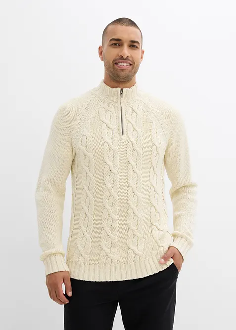 Pull camionneur doux en grosse maille à motif torsadé, bonprix