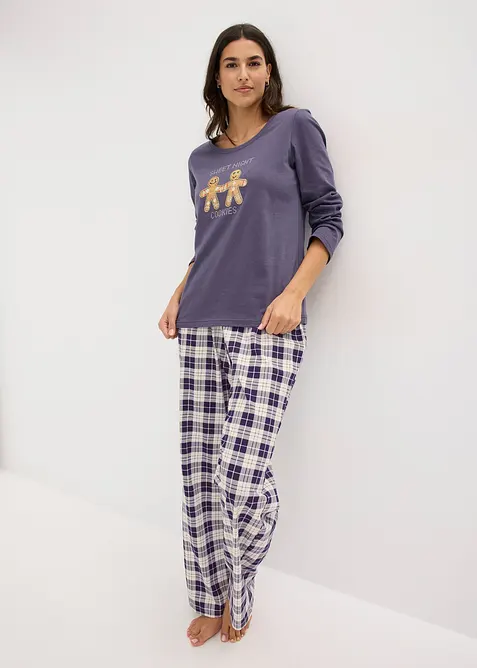 Pyjama mit Flanellhose, bonprix