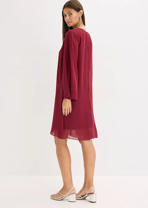 Robe en crêpe à col orné de strass, bonprix