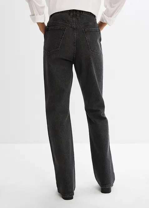 Loose Straight-Jeans High Waist, Bequembund mit Strass, bonprix