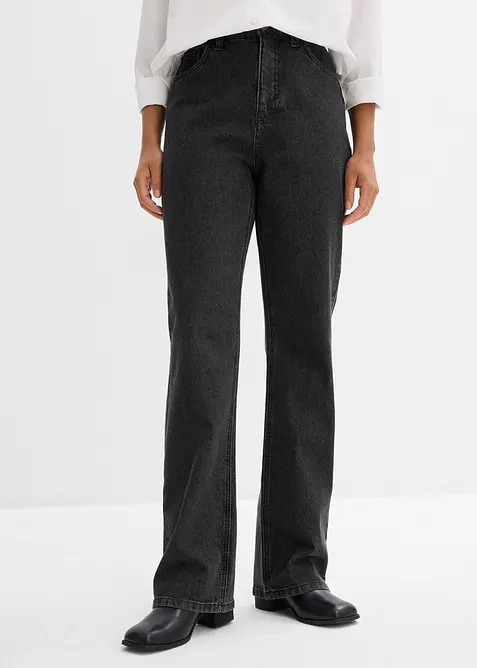 Loose Straight-Jeans High Waist, Bequembund mit Strass, bonprix