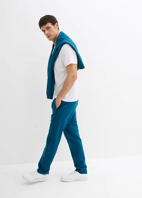 Pantalon en molleton 100% coton à détails contrastants, bonprix