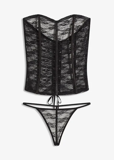 Guêpière et string en dentelle (ens. 2 pces), bonprix