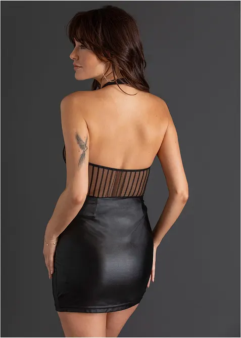 Neckholderkleid mit Wetlook, bonprix