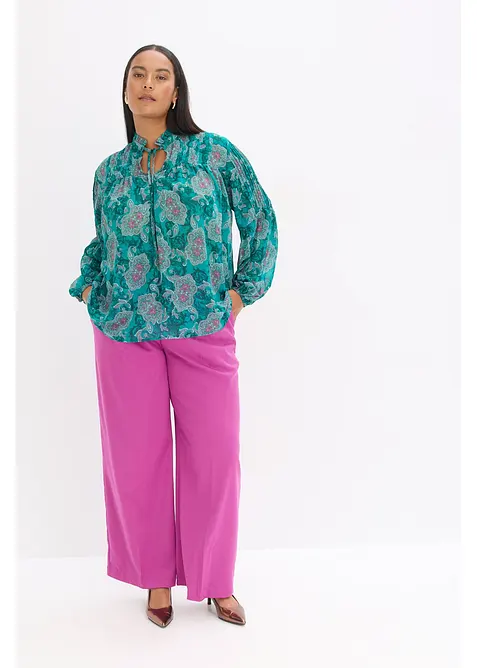 Tunique en satin &agrave; passepoils, bonprix