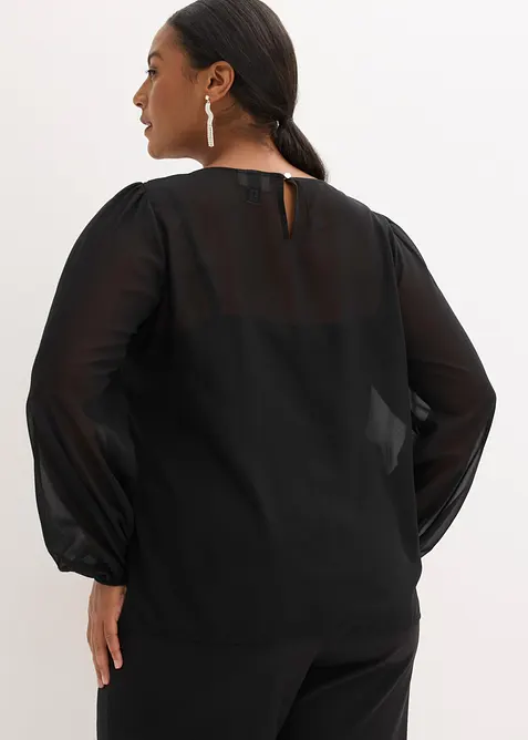 Blouse en mousseline avec strass sur les épaules, bonprix