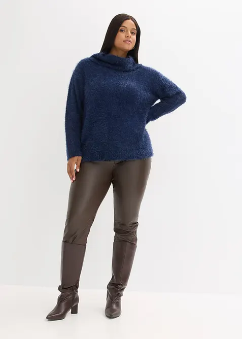 Pull col roulé en maille poilue, bonprix