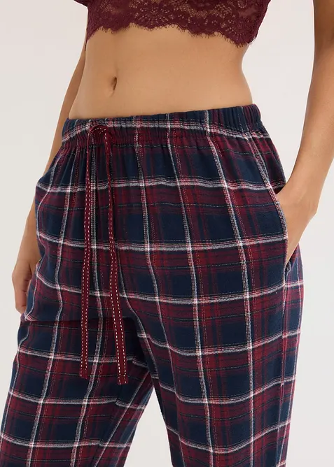 Pantalon de pyjama tissé en flanelle avec pochette cadeau, bonprix